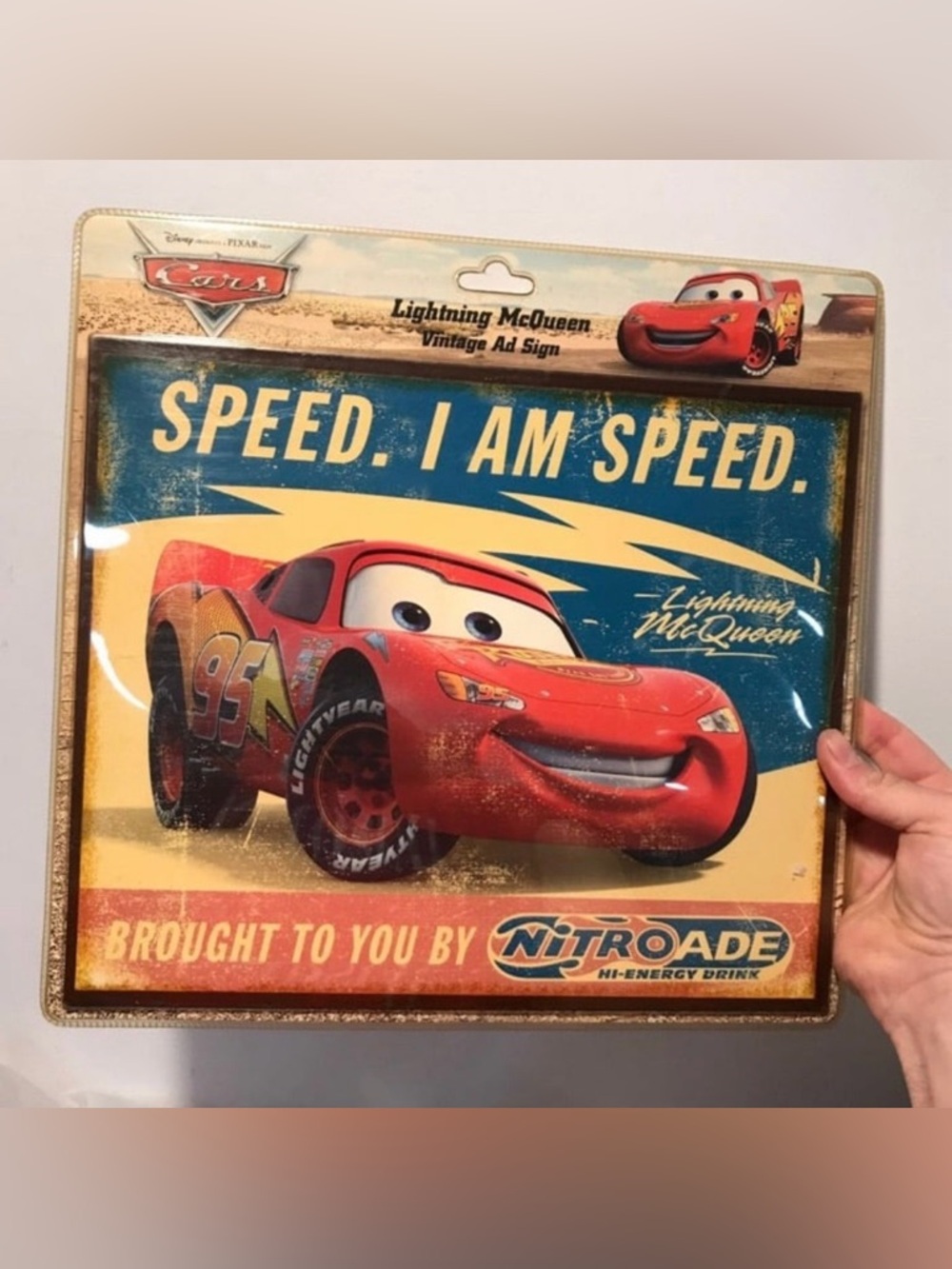 Disney Lightning McQueen Retro Red & Blue Metal Sign
